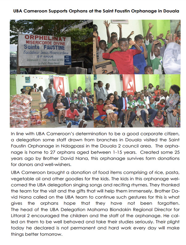 UBA Cameroon at the Saint Faustin Orphanage